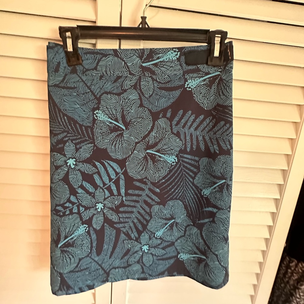 Blue and black floral rip skirt